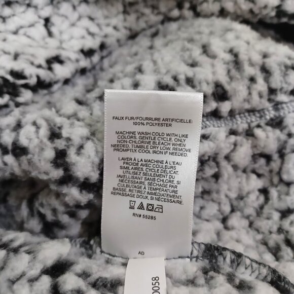 Express Sherpa Jacket Womens White Black XS/TP Fleece Full Zip Mock Neck - Picture 10 of 10